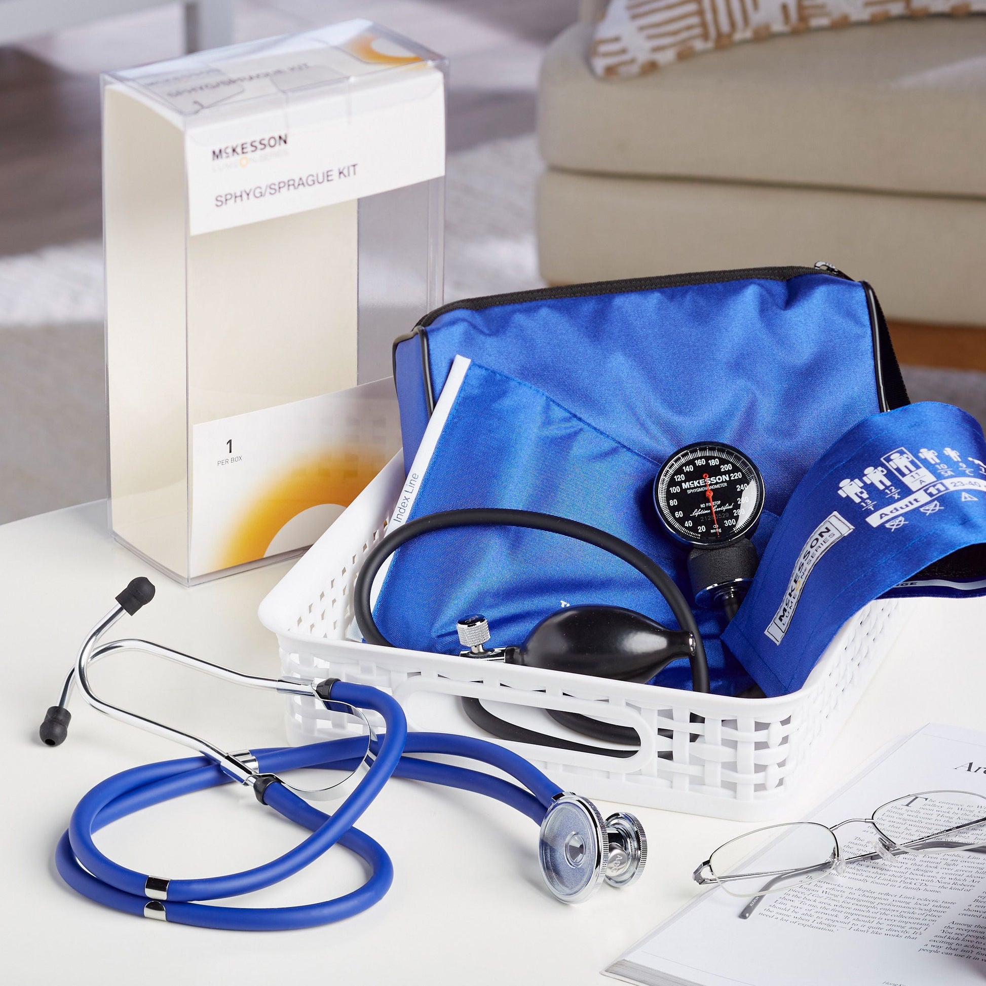 McKesson Lumeon™ Aneroid Sphygmomanometer/Sprague Kit, Blue
