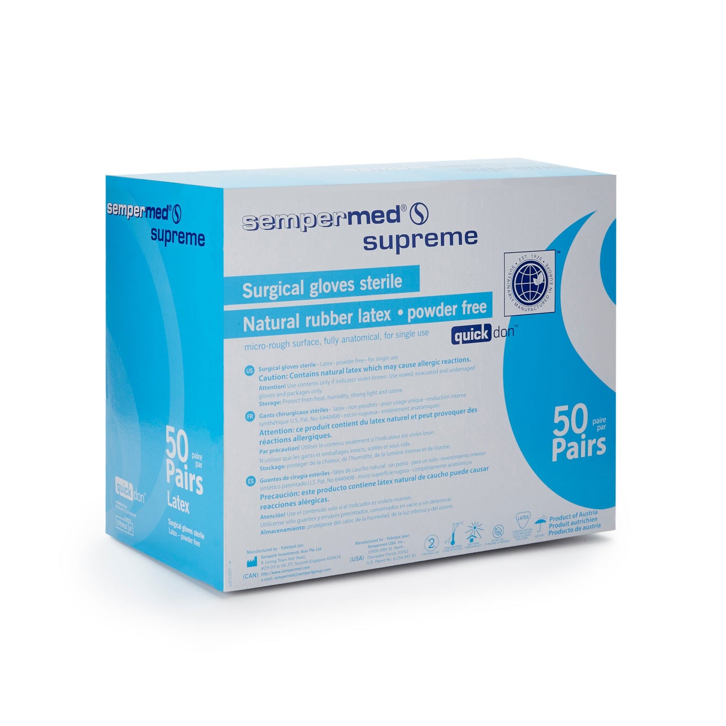 Sempermed® Supreme Latex Surgical Glove, Size 8, Ivory