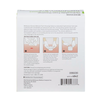 McKesson Silicone Adhesive with Border Silicone Foam Dressing, 3 x 3 Inch