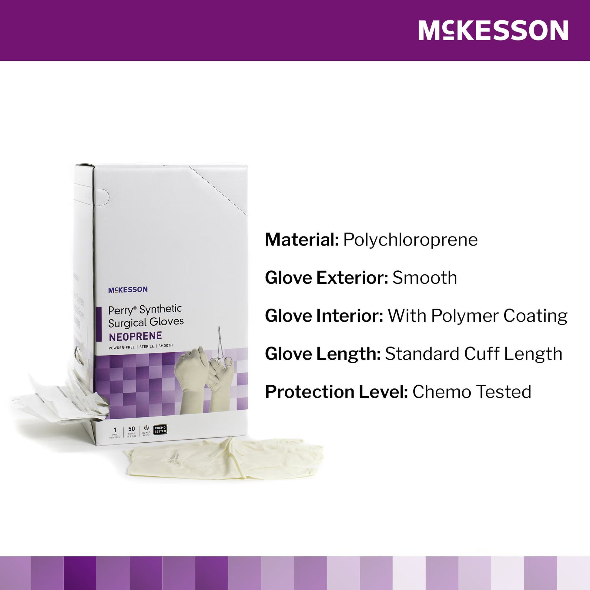 McKesson Perry® Polychloroprene Surgical Glove, Size 8.5, Cream