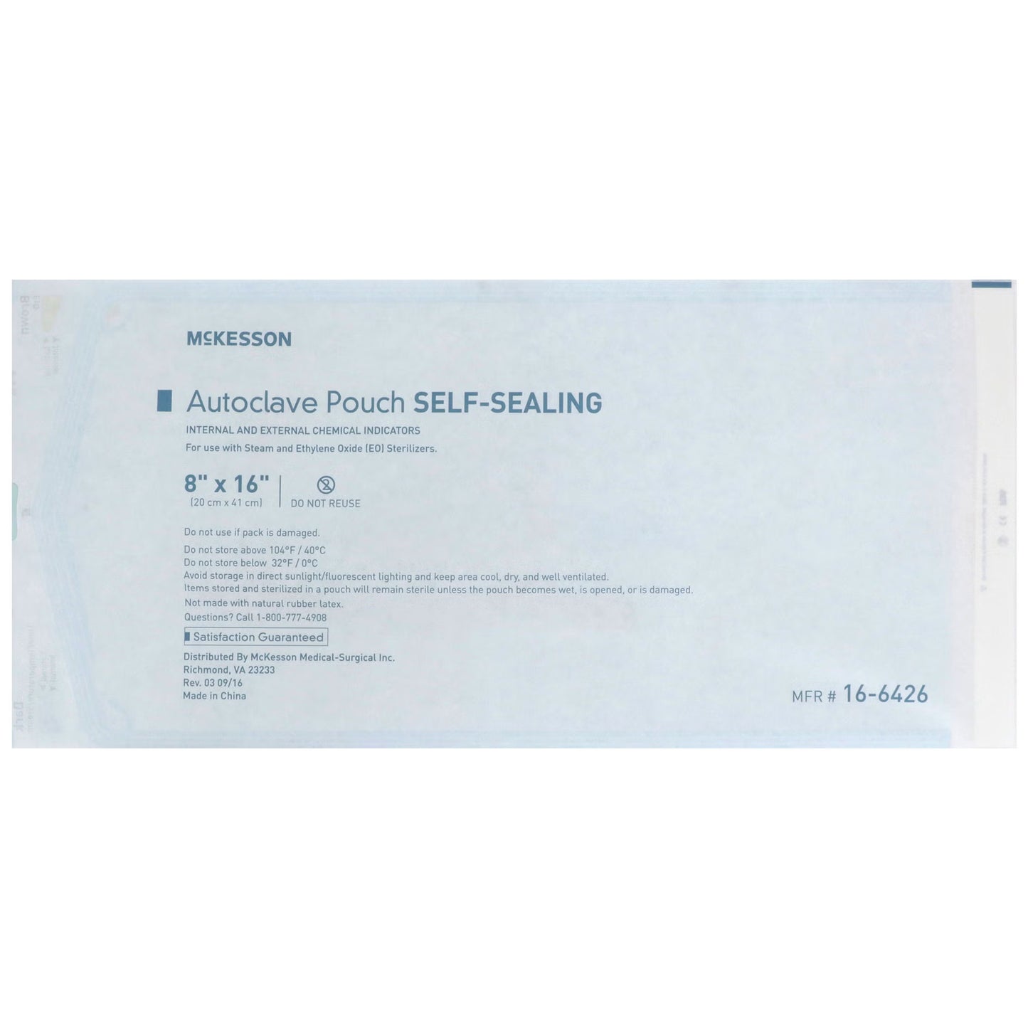 McKesson Sterilization Pouch, 8 x 16 Inch