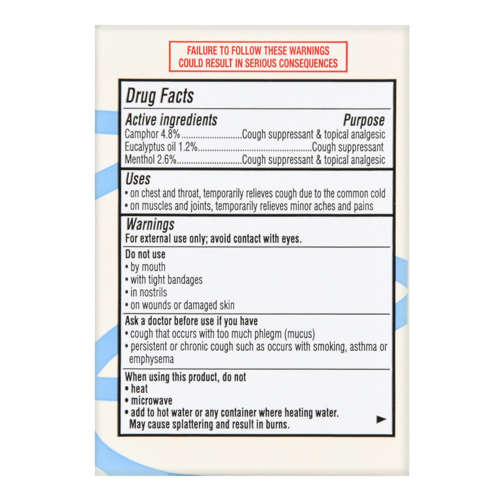 Foster & Thrive™ Chest Rub 2.6% Menthol 1.2% Eucalyptus Oil 4.8% Camphor