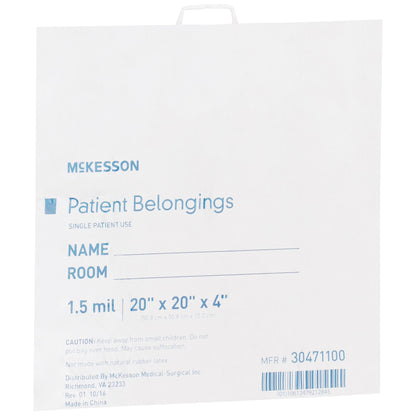 McKesson Patient Belongings Bag With Snap Closure