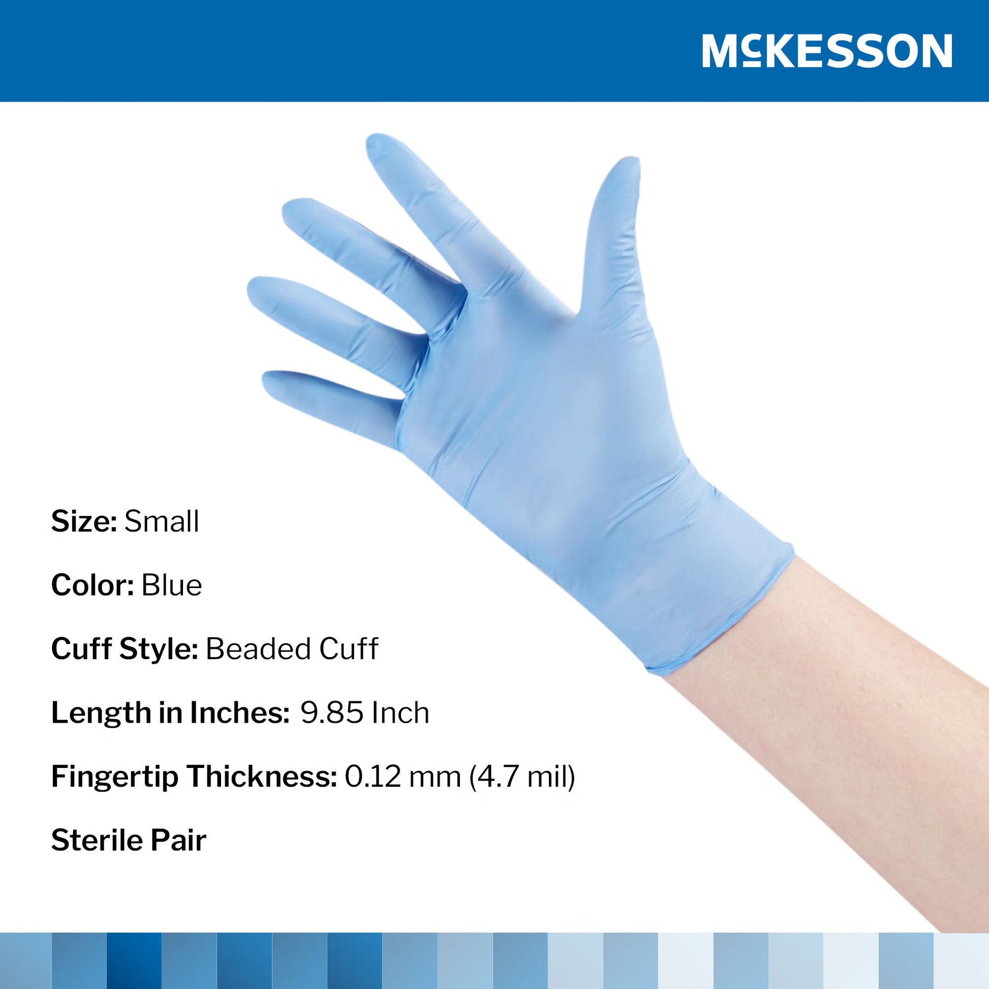 McKesson Confiderm® STR Nitrile Exam Glove, Small, Blue