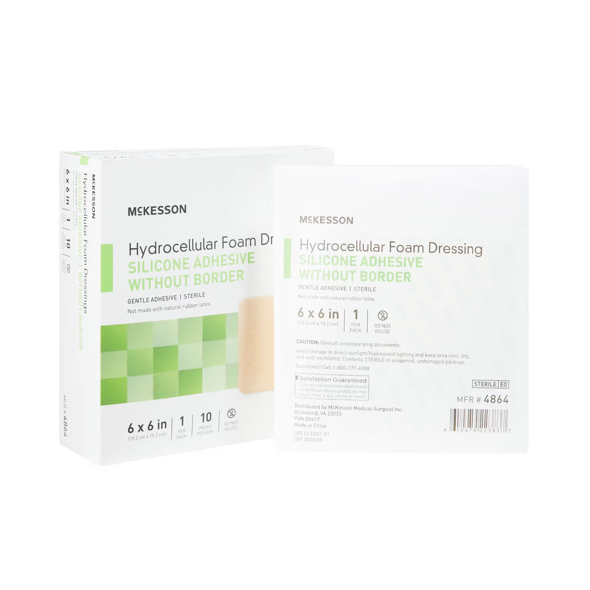 McKesson Silicone Gel Adhesive without Border Silicone Foam Dressing, 6 x 6 Inch
