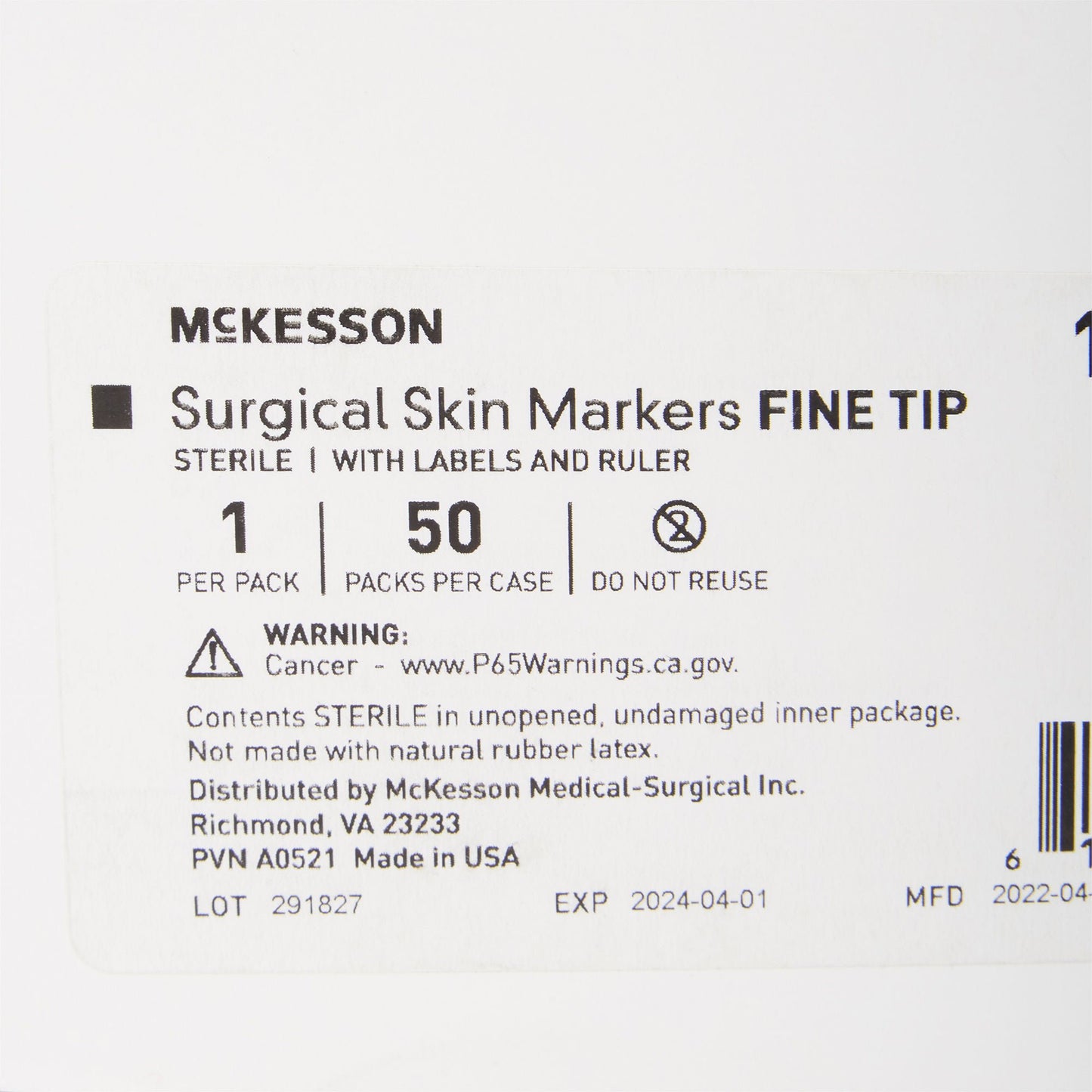 Skin Marker with Ruler and Labels McKesson Gentian Violet Ink Sterile Full Size Fine Tip