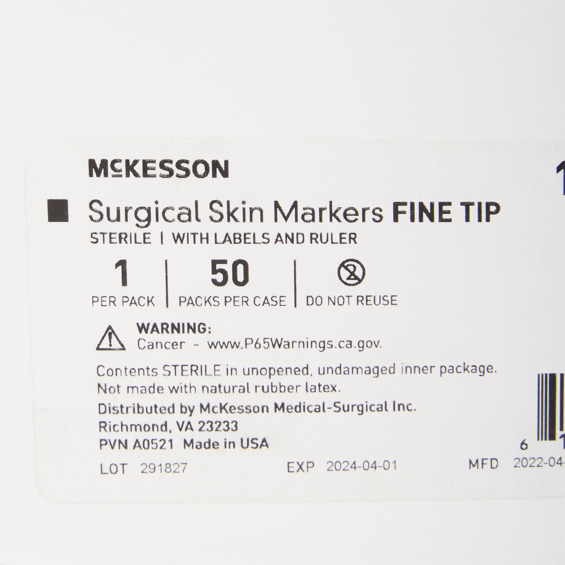 Skin Marker with Ruler and Labels McKesson Gentian Violet Ink Sterile Full Size Fine Tip