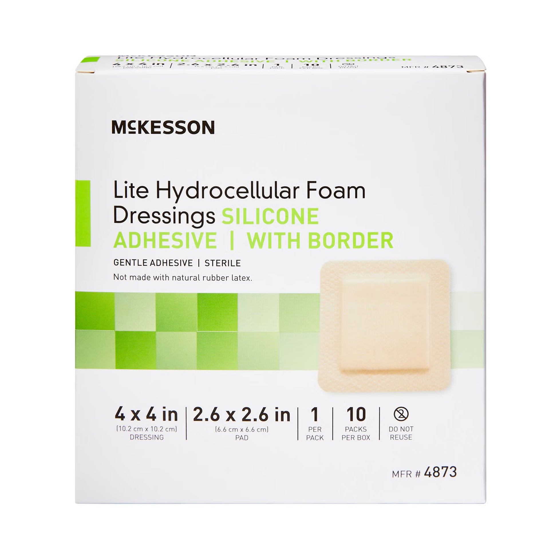 McKesson Lite Hydrocellular Foam Dressings w/ Border & Silicone Adhesive, 4 x 4"