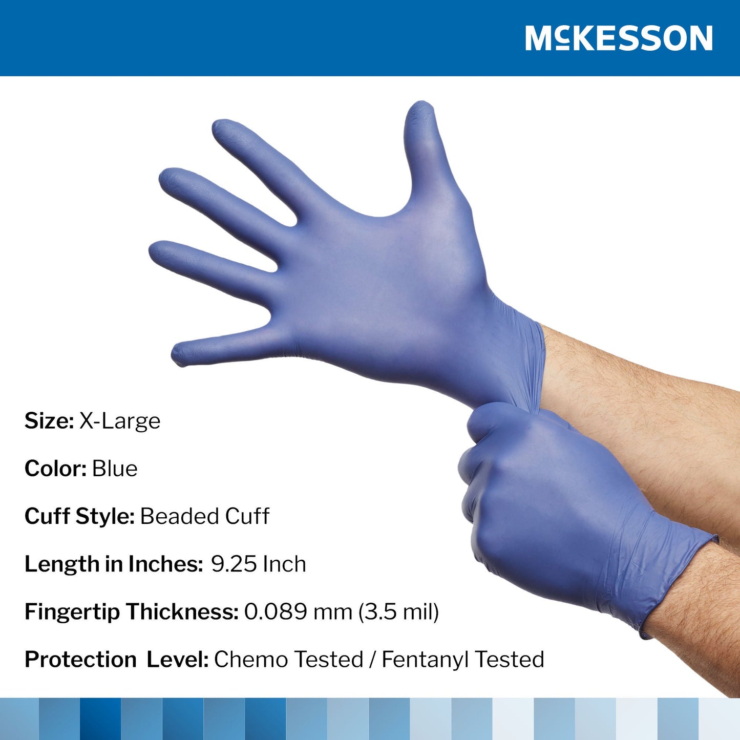 McKesson Confiderm® LDC Exam Glove, Extra Large, Blue