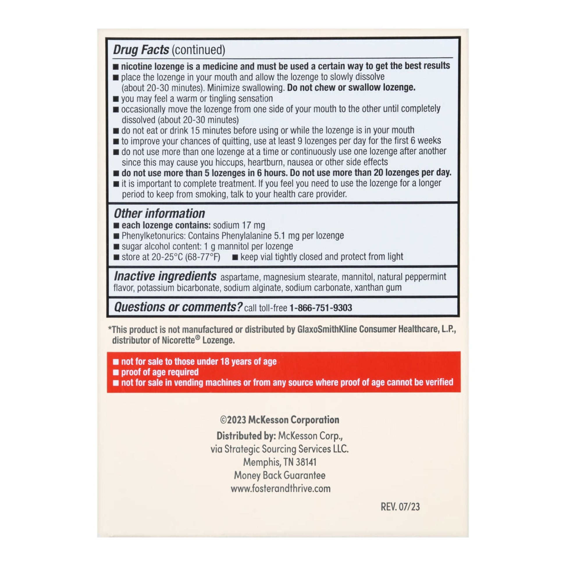 Foster & Thrive™ Nicotine Polacrilex Lozenges 2 mg (Nicotine) Mint