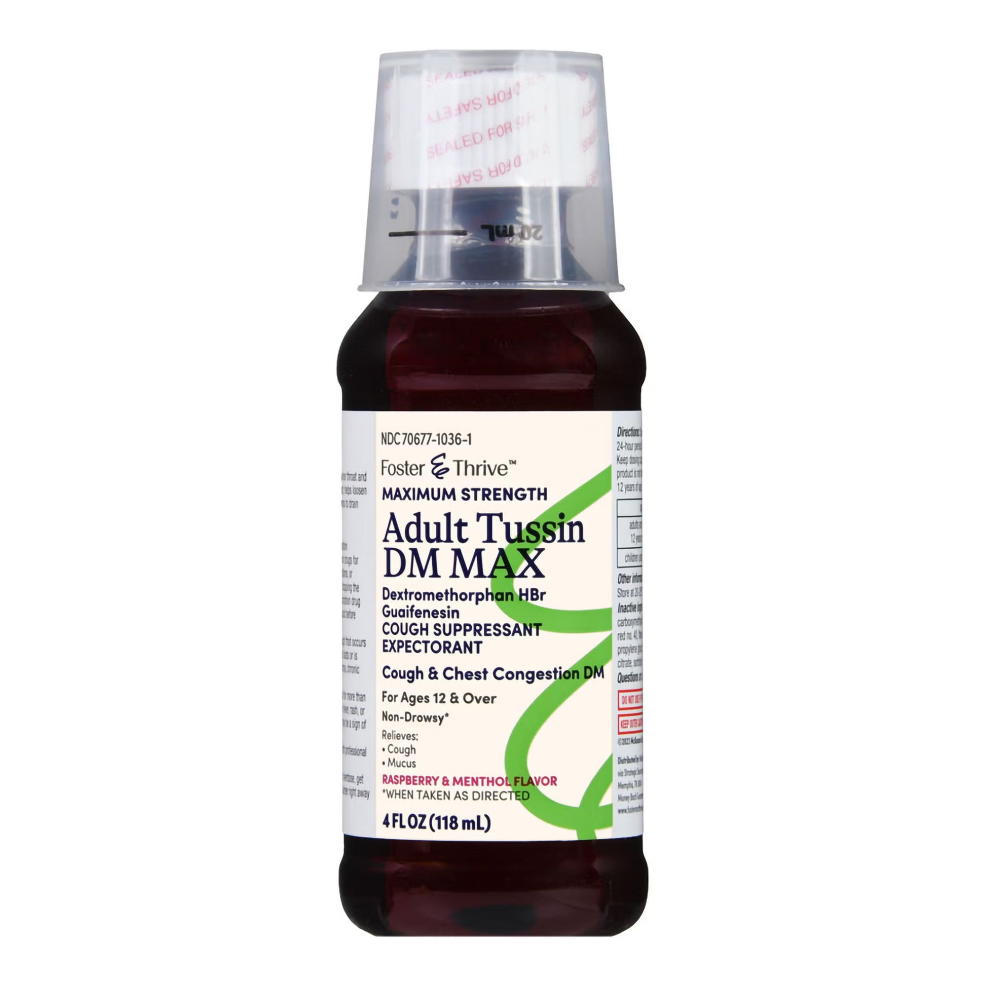 Foster & Thrive™ Adult Tussin DM Max Liquid, Raspberry & Menthol