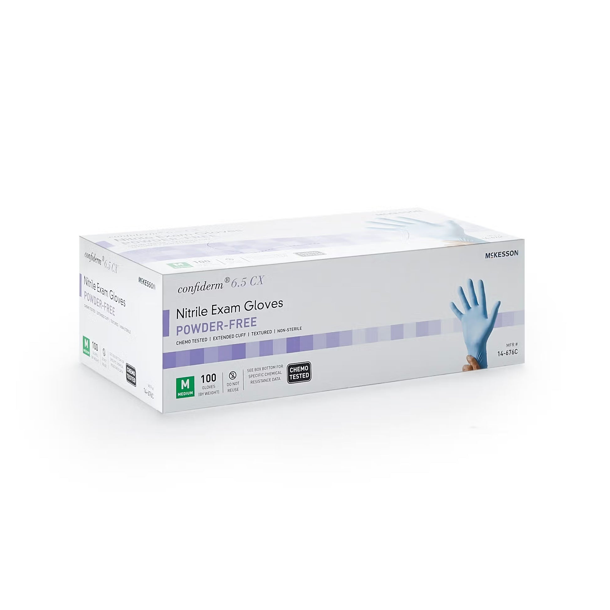 McKesson Confiderm® 6.5CX Nitrile Extended Cuff Length Exam Glove, Medium, Blue