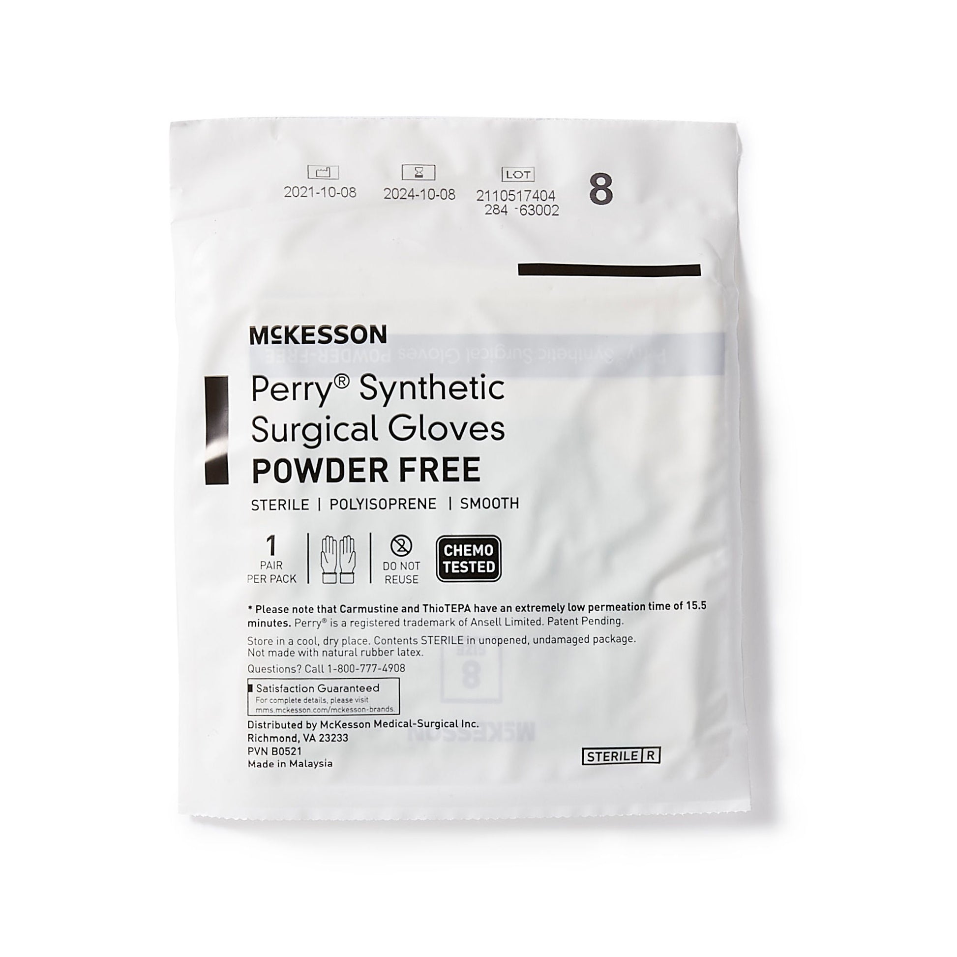 McKesson Perry® Performance Plus Polyisoprene Surgical Glove, Size 8, Green