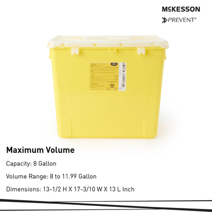 McKesson Prevent® Sharps Container, 8 Gallon, 13-1/2 x 17-3/10 x 13 Inch