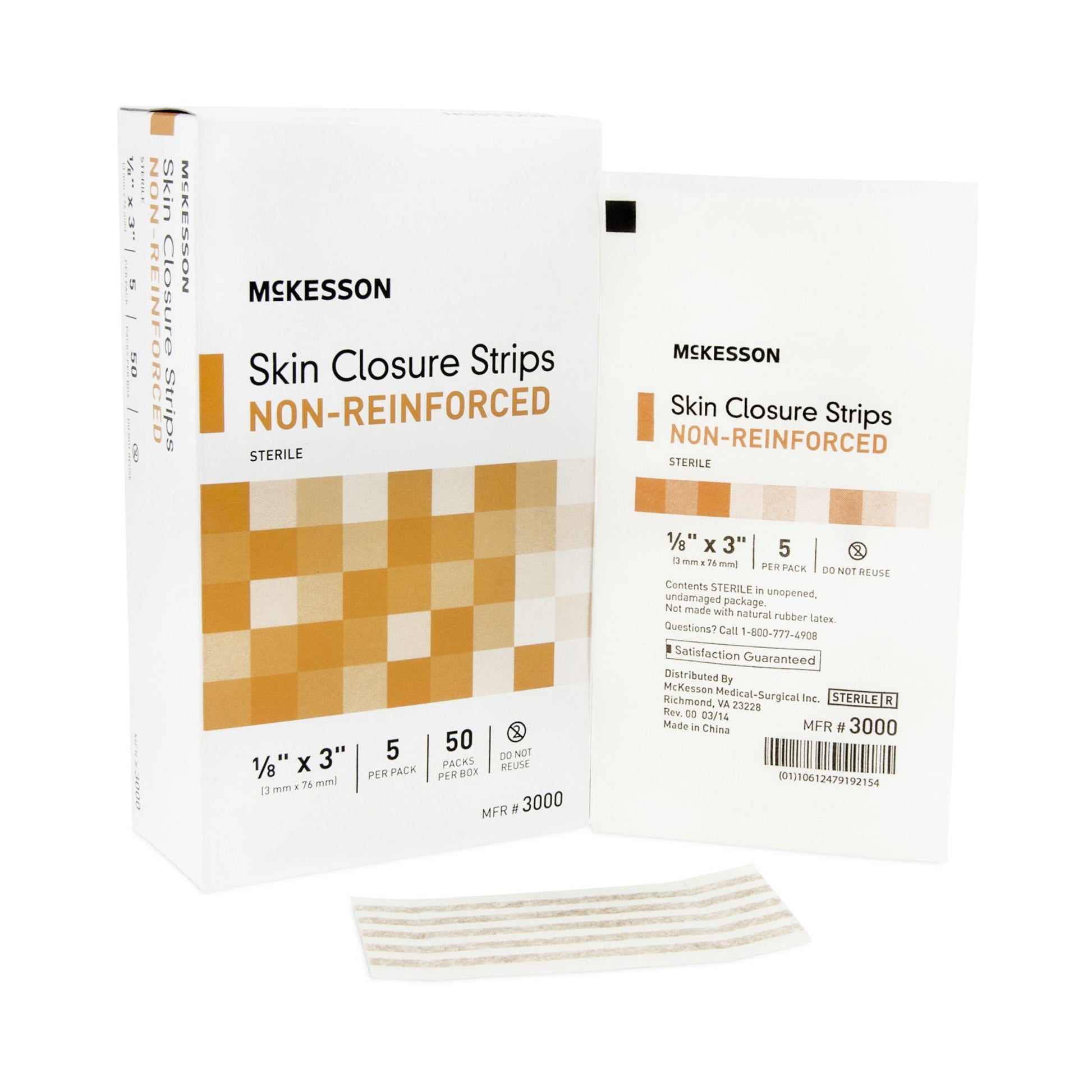 McKesson Nonreinforced Skin Closure Strip, 1/8 x 3 in.