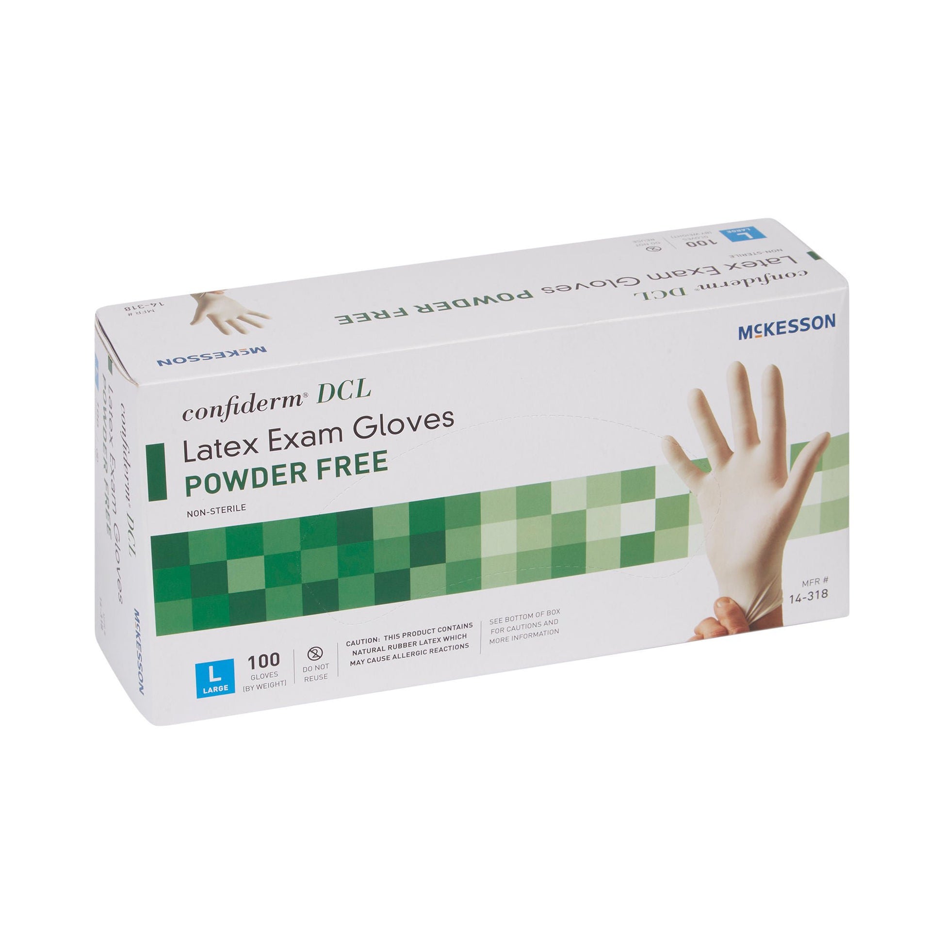 McKesson Confiderm® Latex Exam Glove, Large, Ivory