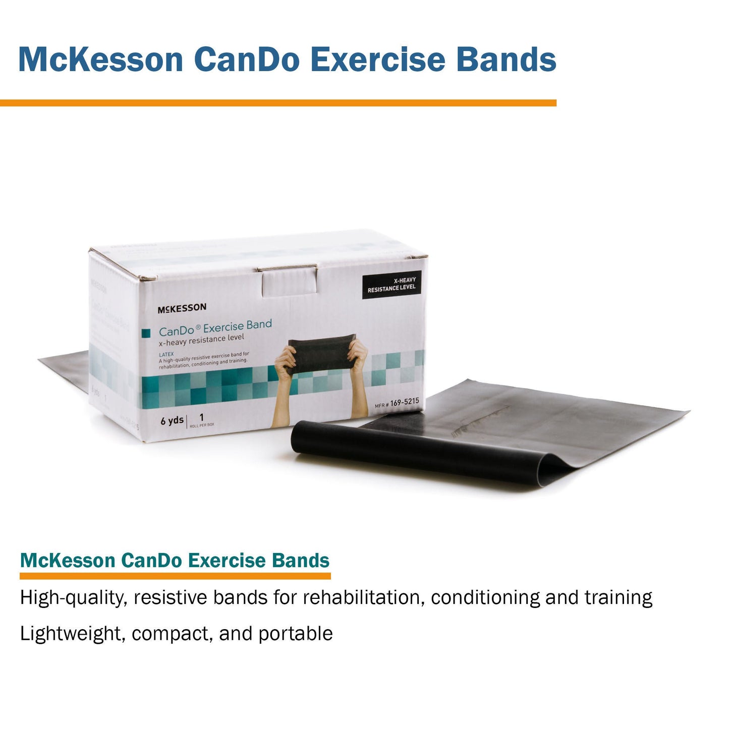 McKesson Exercise Resistance Band, Black, 5" x 6 Yard, Extra-Heavy Resistance