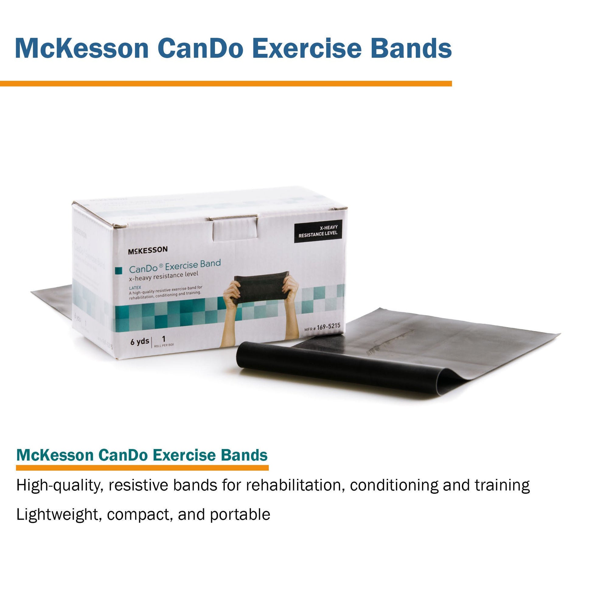 McKesson Exercise Resistance Band, Black, 5" x 6 Yard, Extra-Heavy Resistance