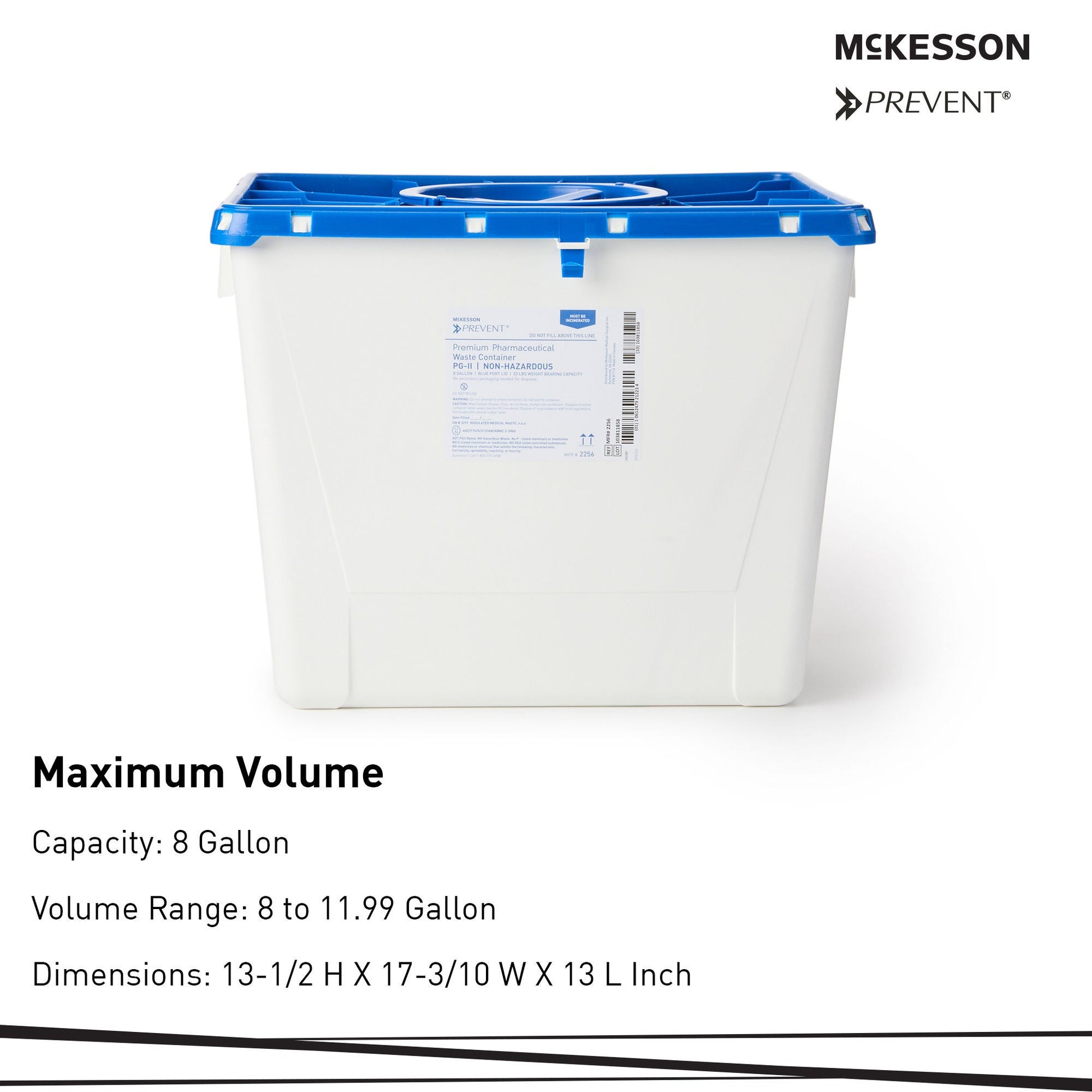 McKesson Prevent® Pharmaceutical Waste Container, 8 Gal., 13.5 x 17.3 x 13 inch