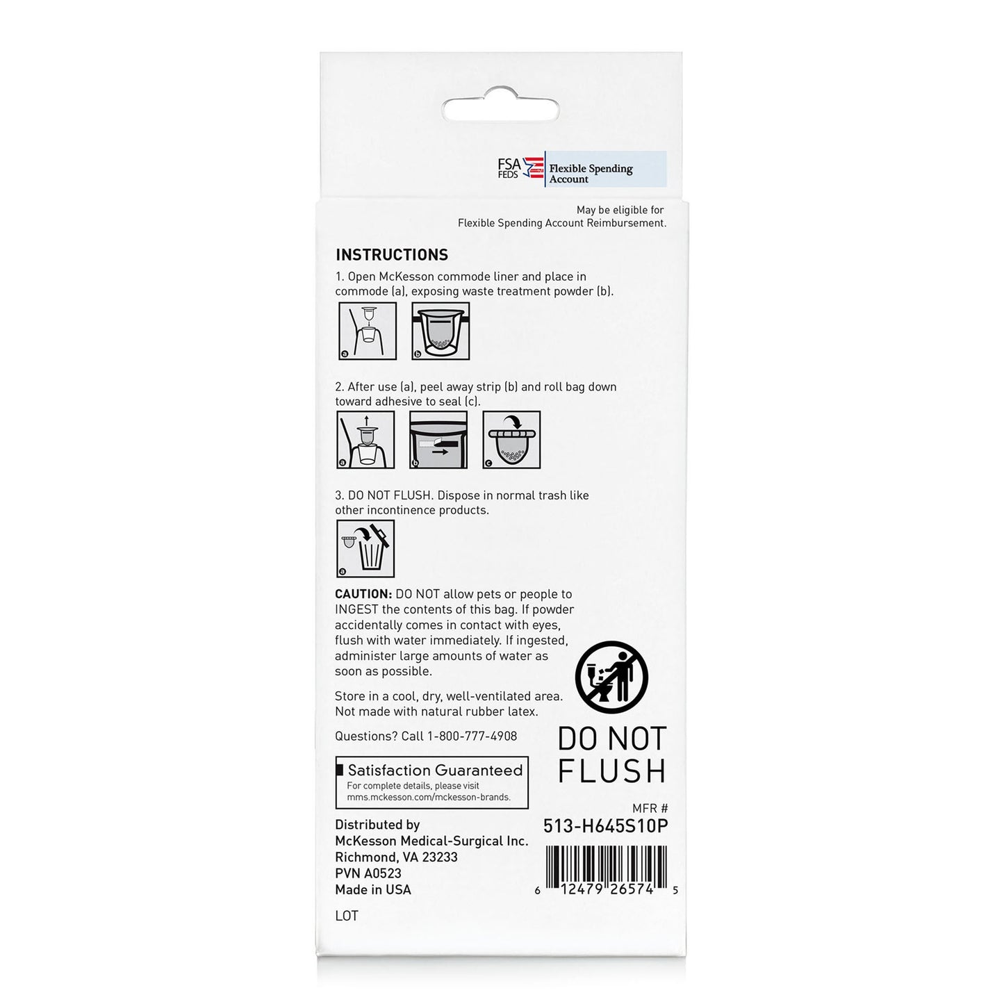 McKesson Commode and Bedpan Liner with Absorbent Powder