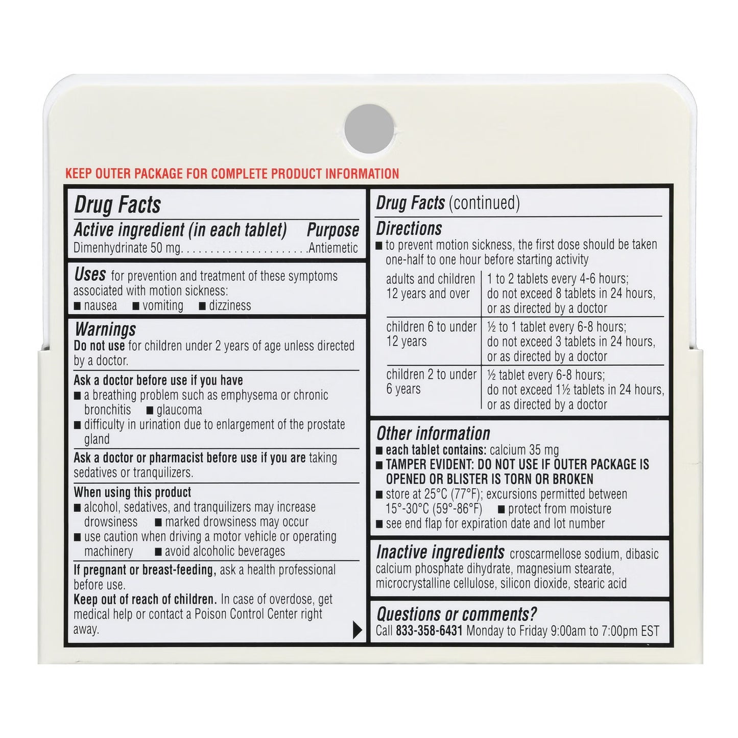 Foster & Thrive™ Motion Sickness Dimenhydrinate 50 mg Tablets