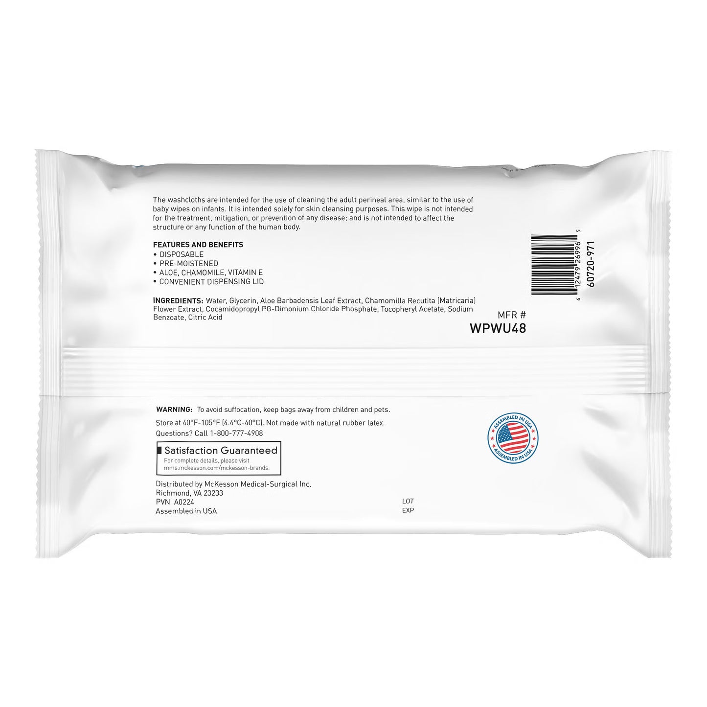 McKesson Fragrance Free Personal Cleansing Wipe