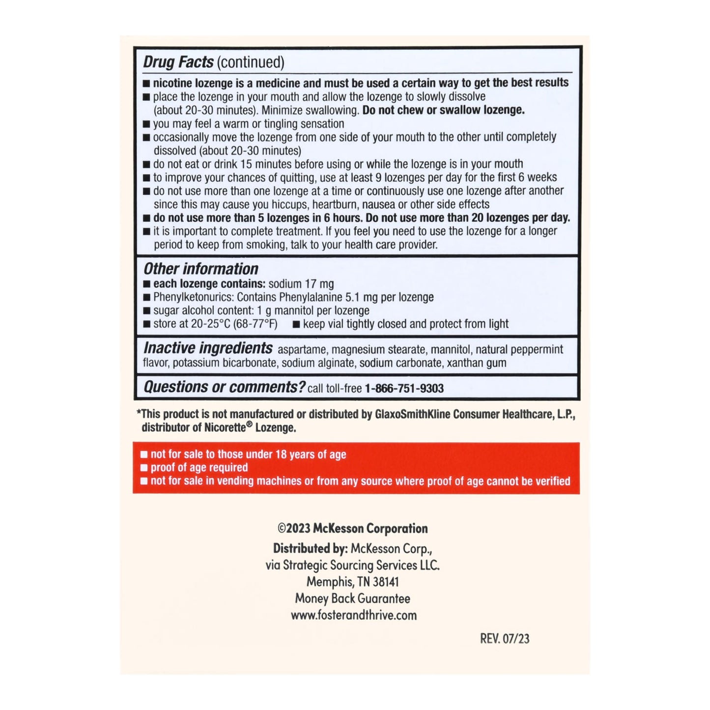 Foster & Thrive™ Nicotine Polacrilex 4 mg (Nicotine) Lozenges Mint