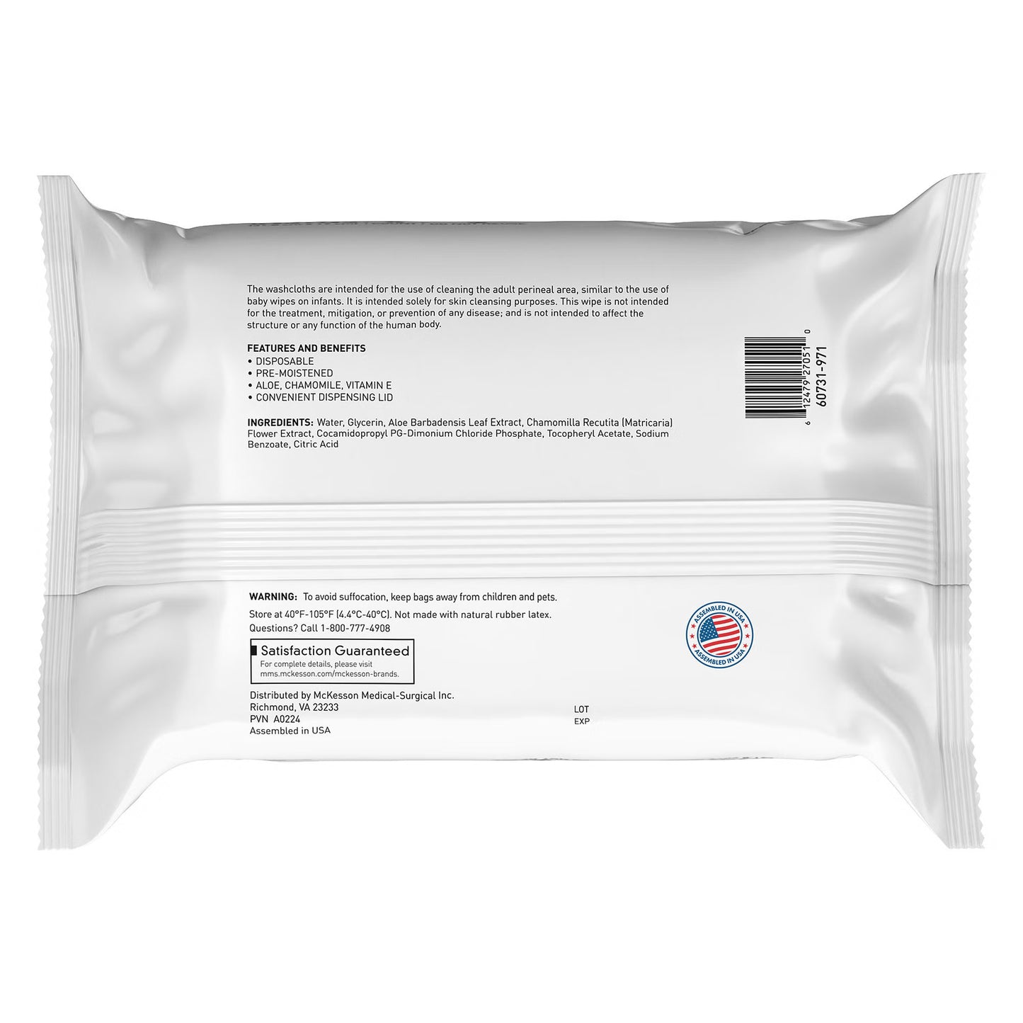 McKesson Fragrance Free Personal Cleansing Wipe, Nonflushable