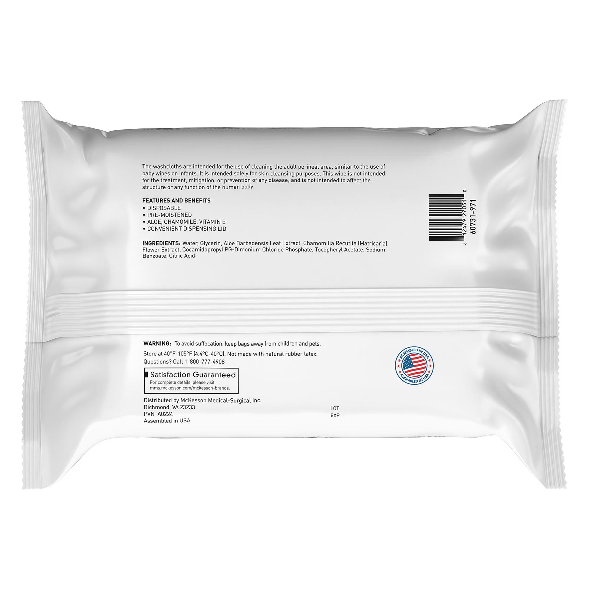 McKesson Fragrance Free Personal Cleansing Wipe, Nonflushable