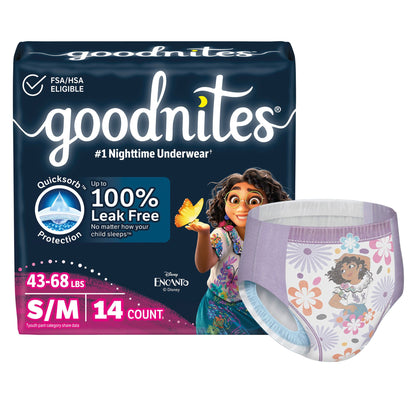 Goodnites® Heavy Absorbency Nighttime Underwear, S/M for Girls 43 – 68 lbs.