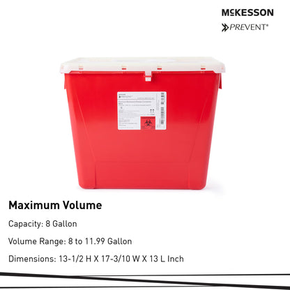 McKesson Prevent® Sharps Container, 8 Gallon, 13-1/2 x 17-3/10 x 13 Inch