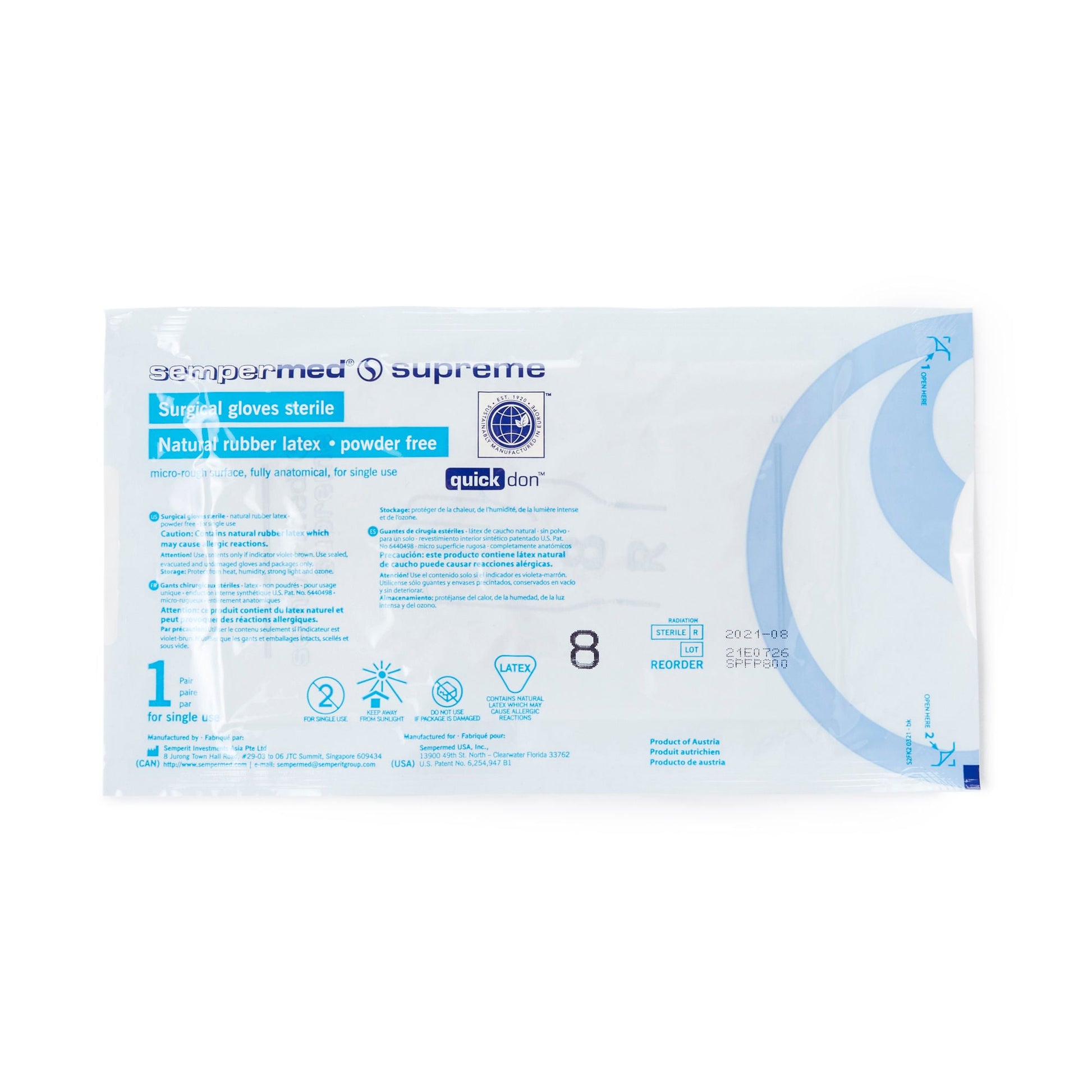 Sempermed® Supreme Latex Surgical Glove, Size 8, Ivory