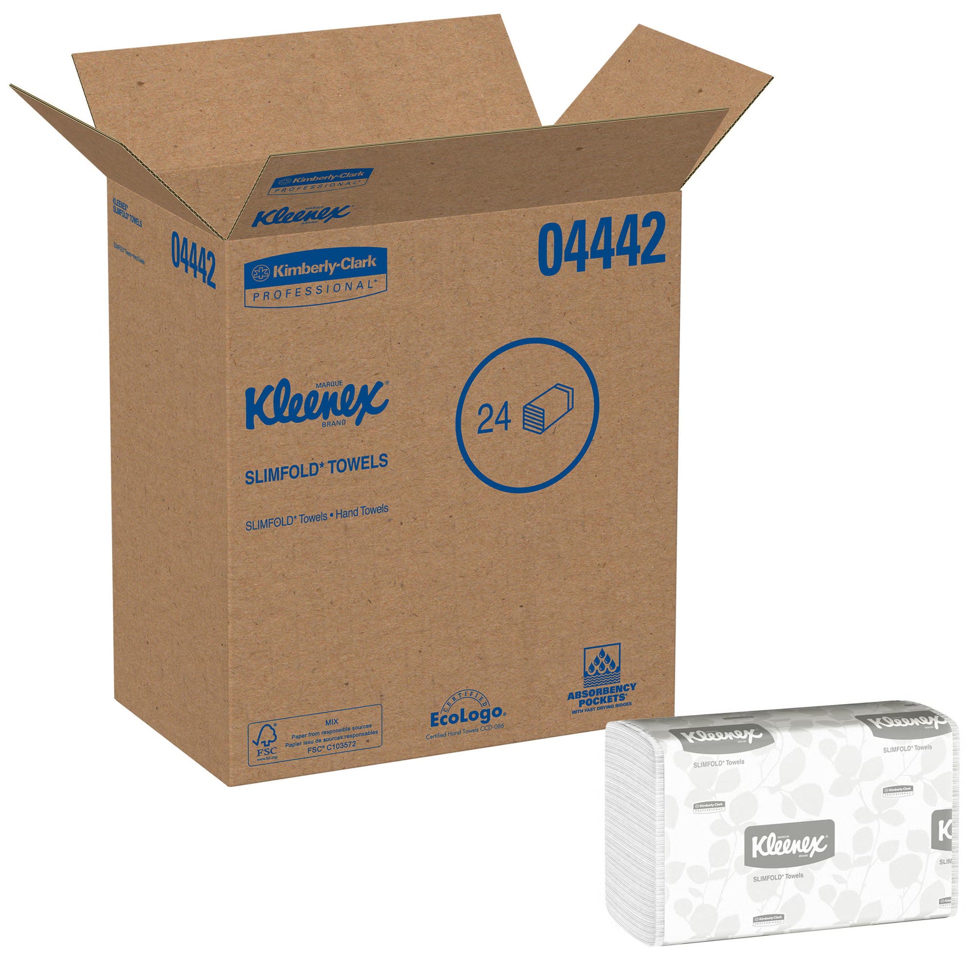Kleenex® Slimfold Towels, Absorbency Pockets, White, Single Ply