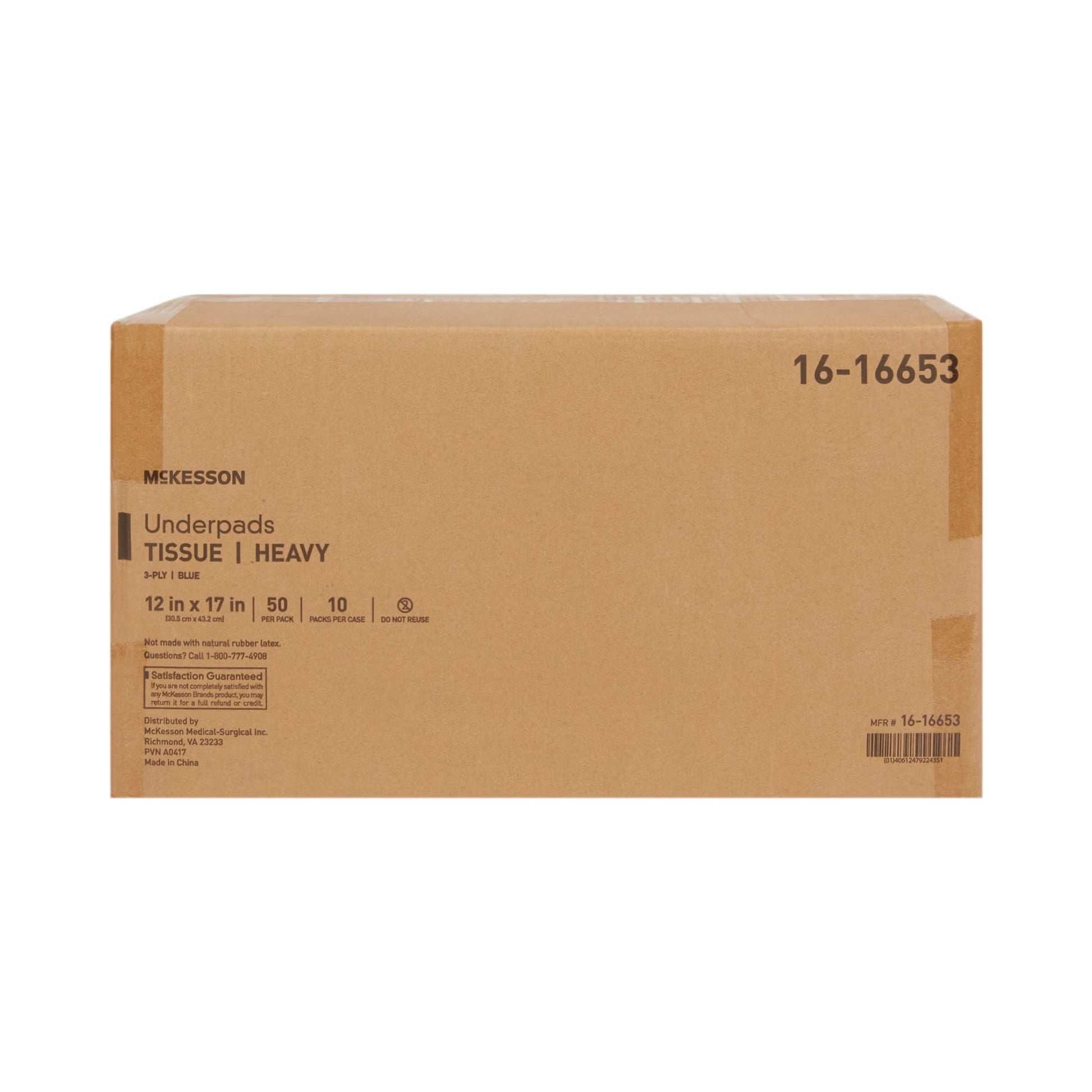 McKesson Blue Nonsterile Procedure Underpad, 12 x 17 Inch
