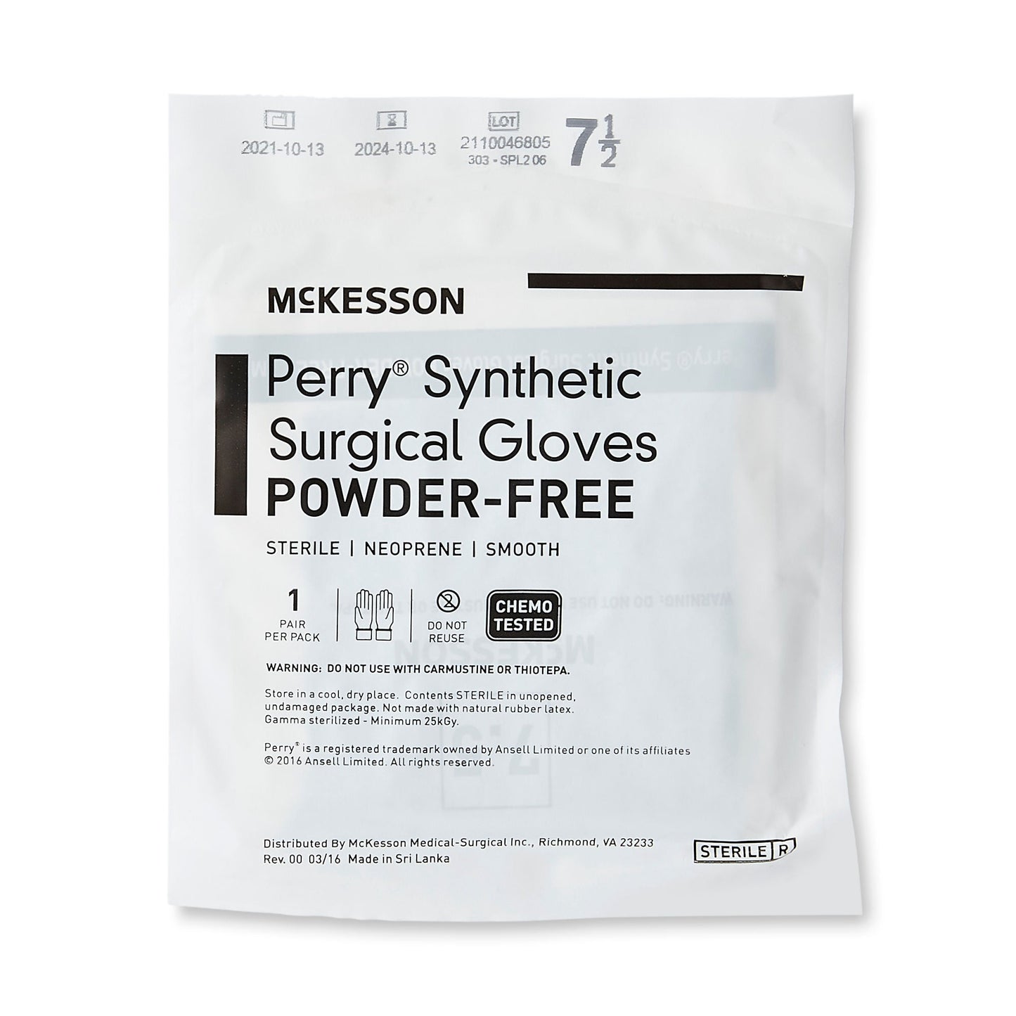 McKesson Perry® Performance Plus Polychloroprene Surgical Glove, Size 7.5, Green