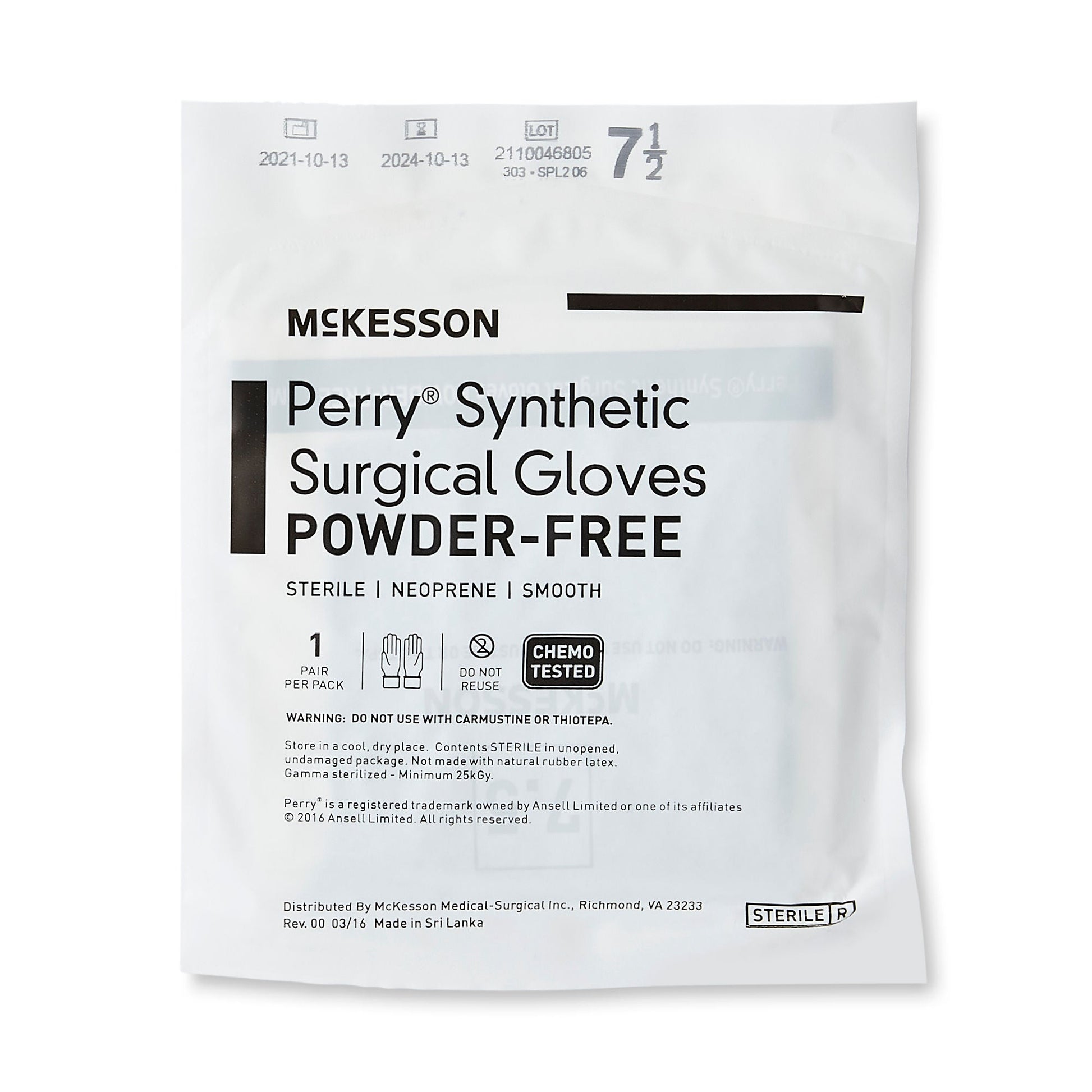 McKesson Perry® Performance Plus Polychloroprene Surgical Glove, Size 7.5, Green