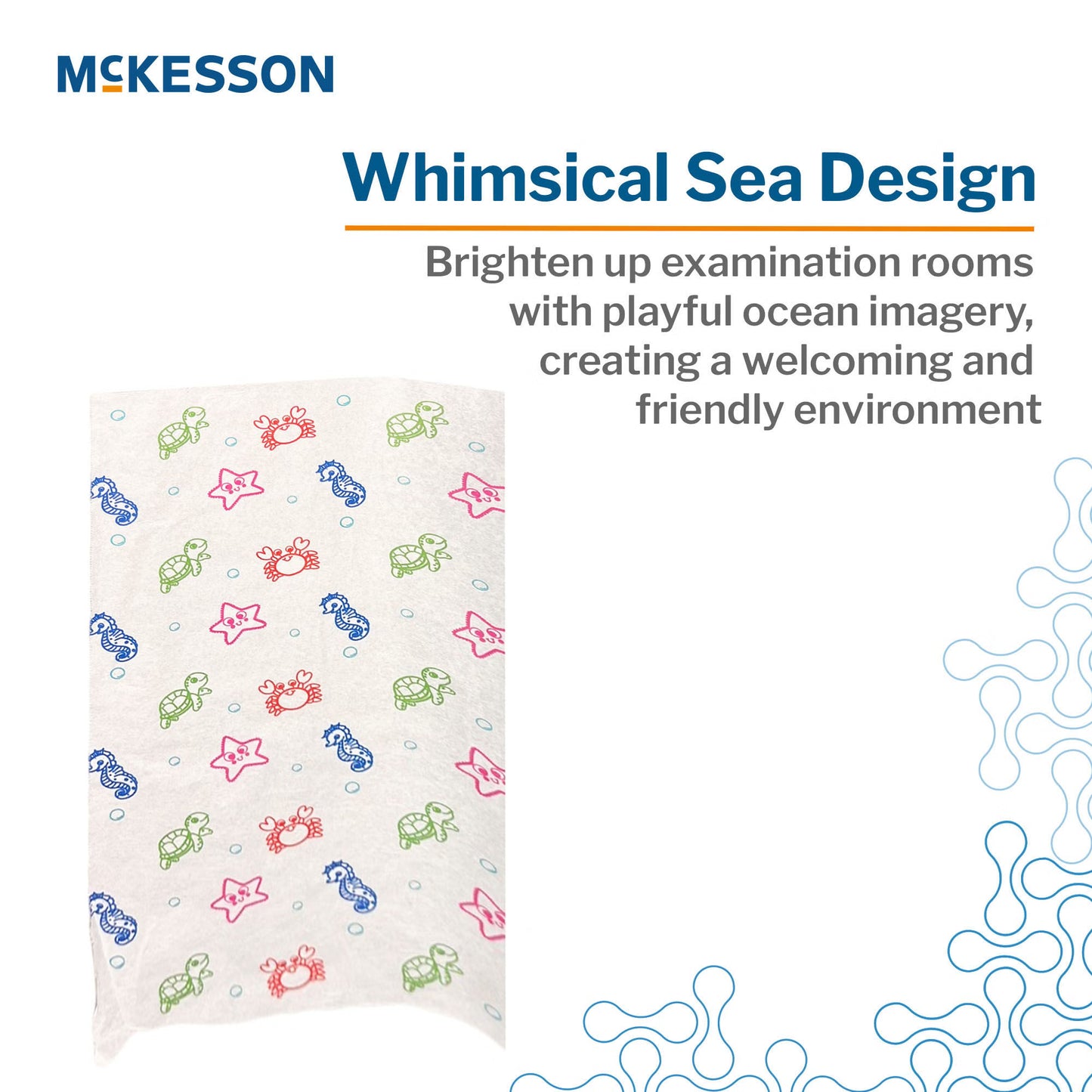 Table Paper McKesson 18 Inch Width 125 Foot Length Print (Sea Friends) Crepe