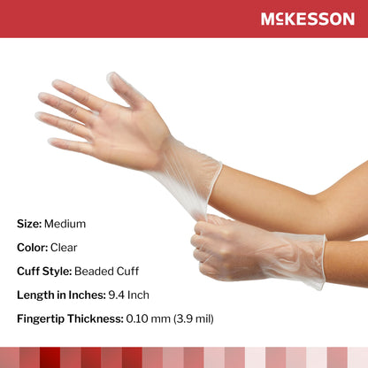McKesson Vinyl Exam Glove, Medium, Clear