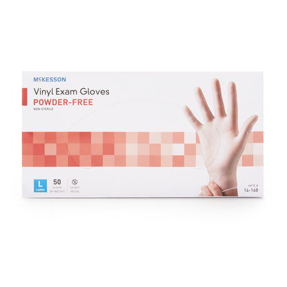 McKesson Confiderm® Vinyl Exam Glove, Large, Clear
