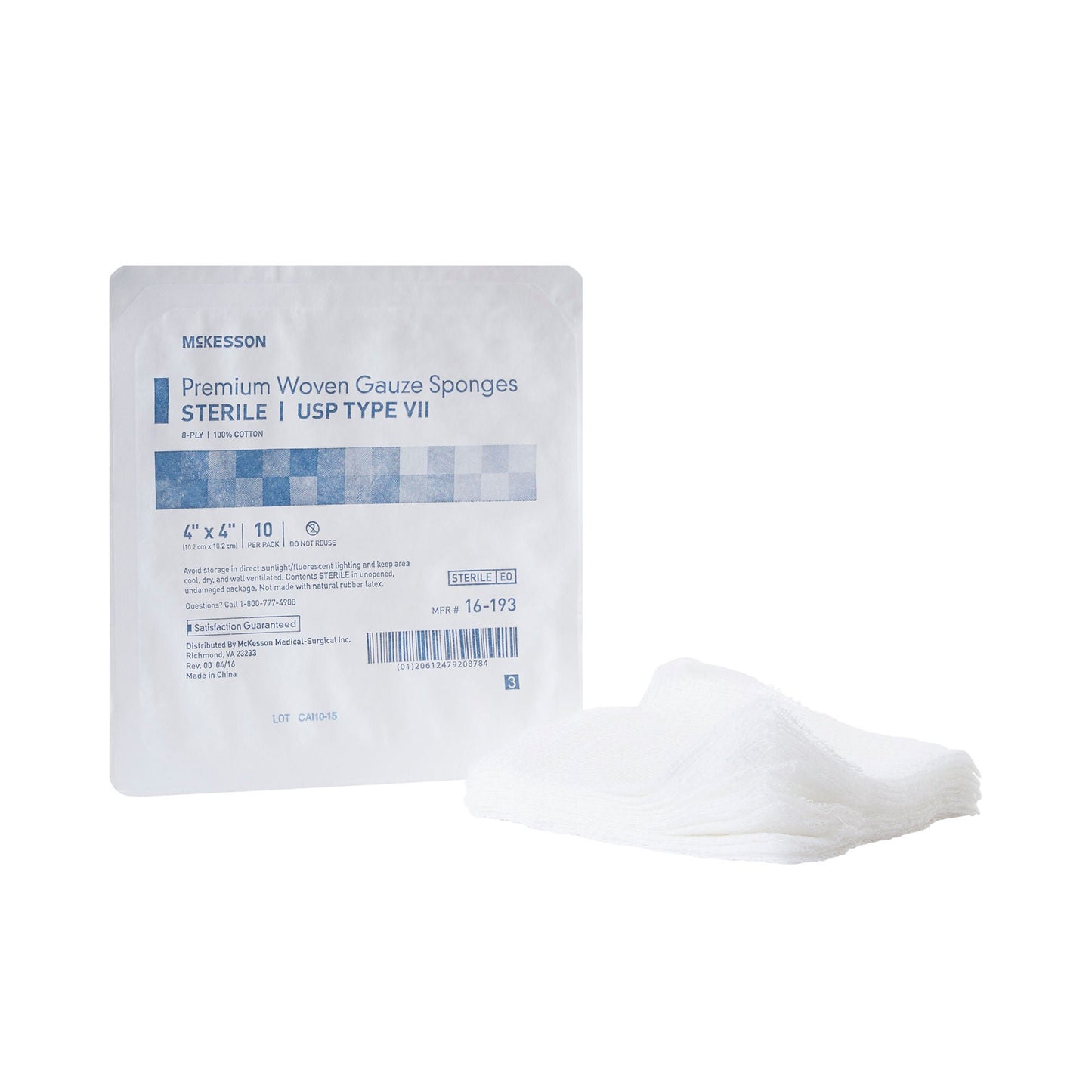 McKesson Sterile USP Type VII Gauze Sponge, 4 x 4 Inch, Eight Ply