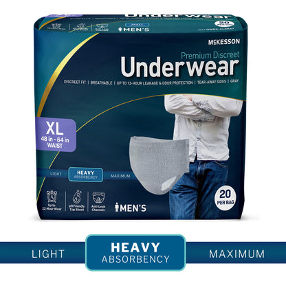 McKesson Premium Discreet Underwear for Men, Heavy Absorbency, Extra Large
