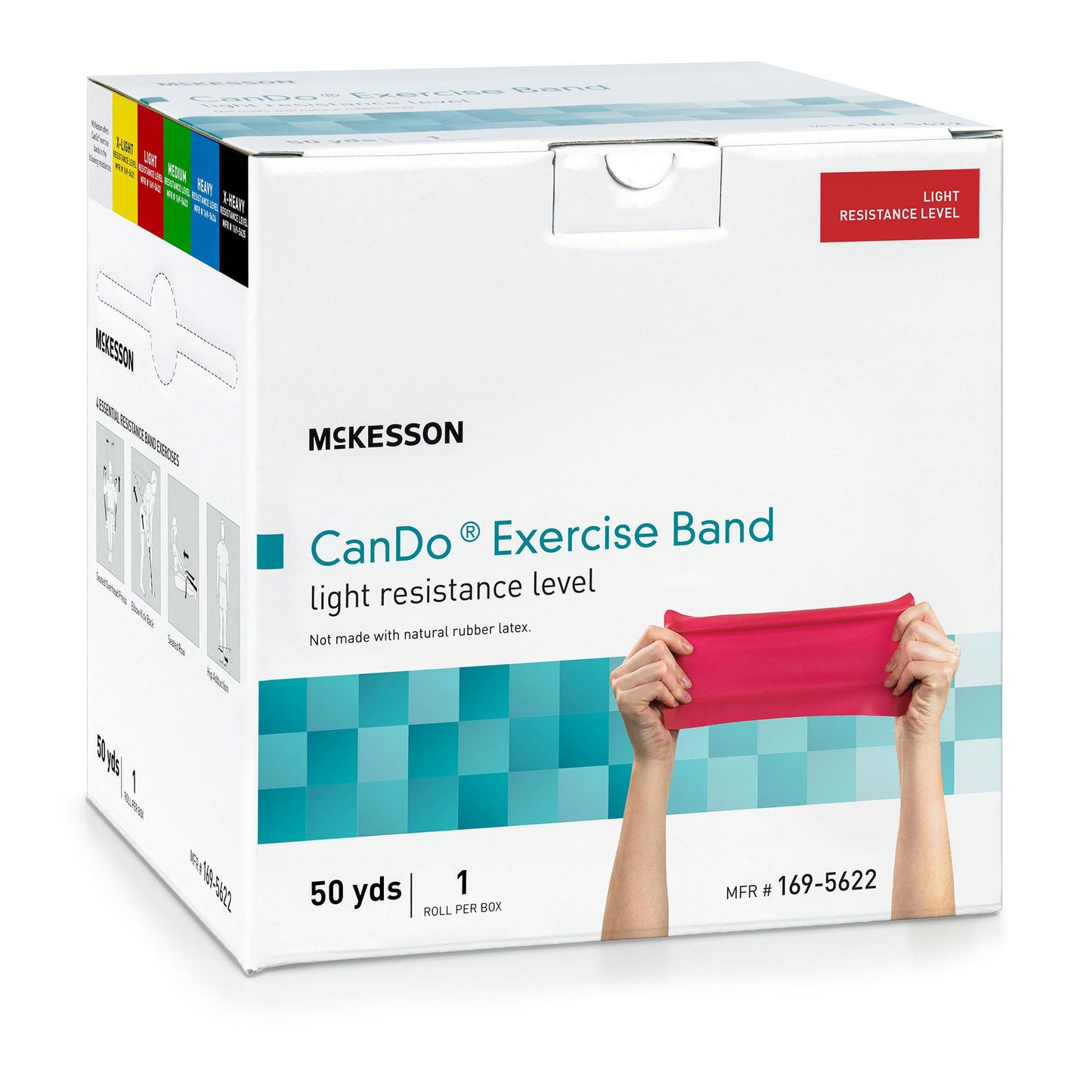 McKesson CanDo® Exercise Light Resistance Band, Red, 5 Inch x 50 Yard