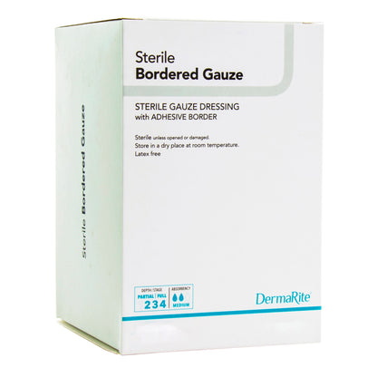 DermaRite® Gauze Adhesive Dressing, White, Sterile, 4 X 8 inch