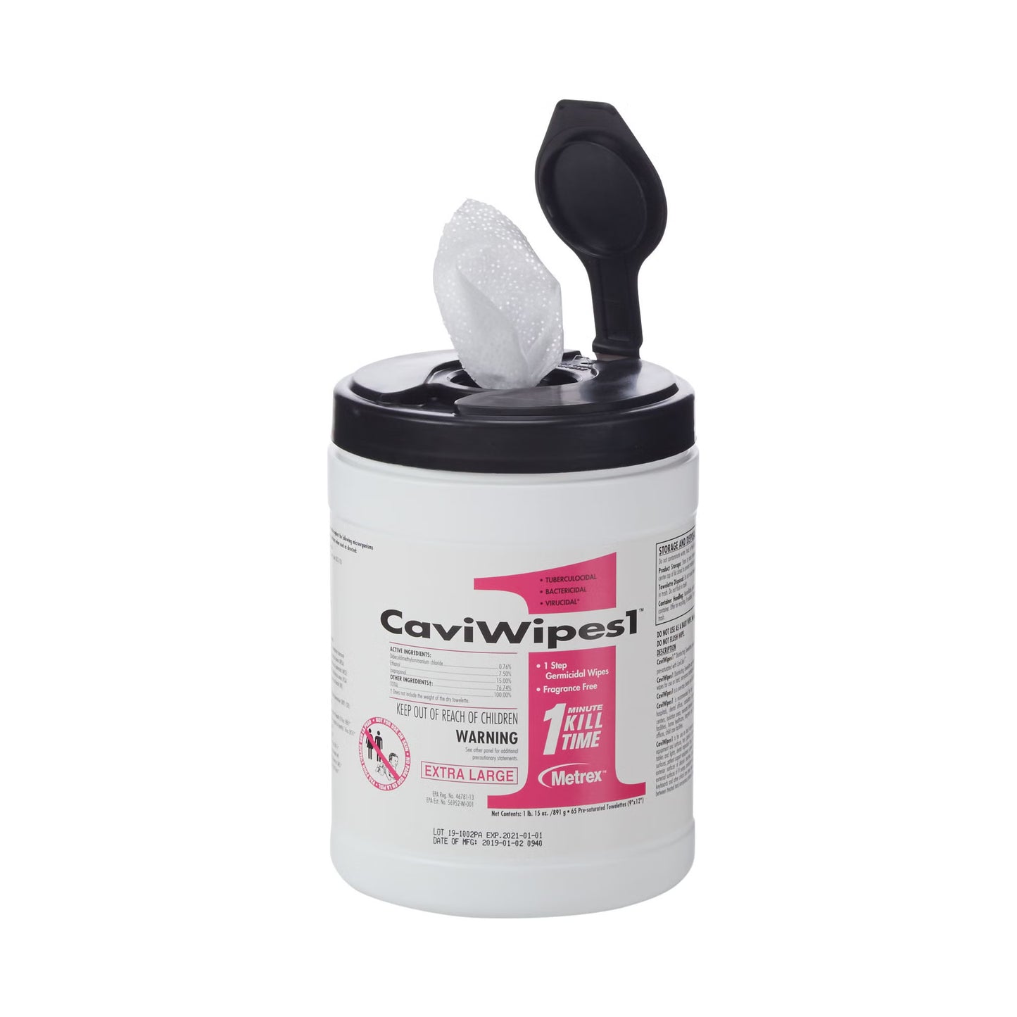 CaviWipes1 Surface Disinfectant, Alcohol Based, nonsterile, Disposable