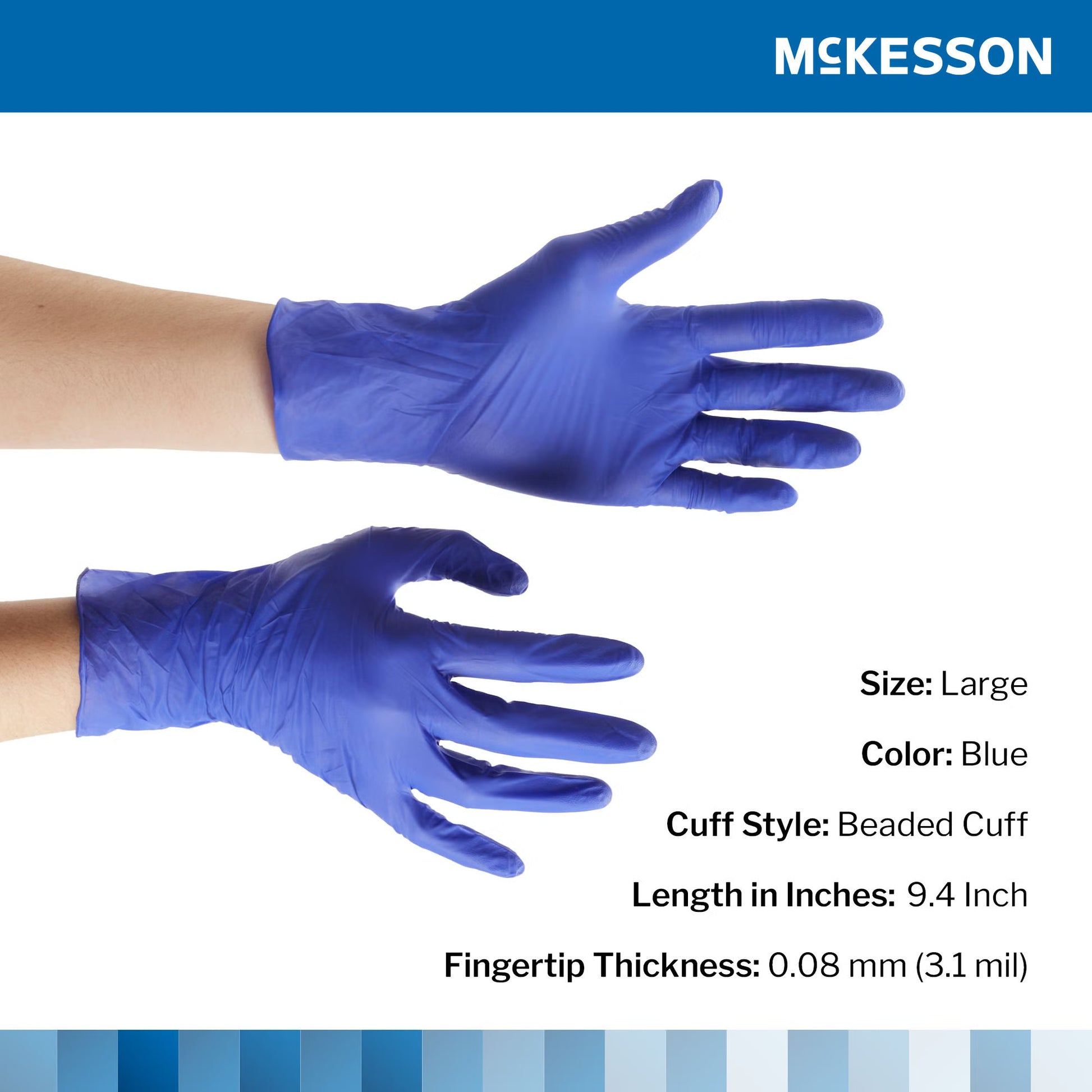 McKesson Confiderm® 3.0 Nitrile Exam Glove, Large, Blue