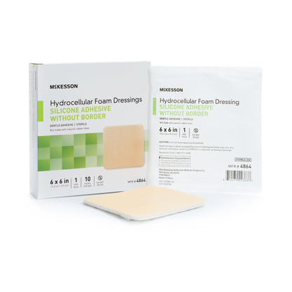 McKesson Silicone Gel Adhesive without Border Silicone Foam Dressing, 6 x 6 Inch