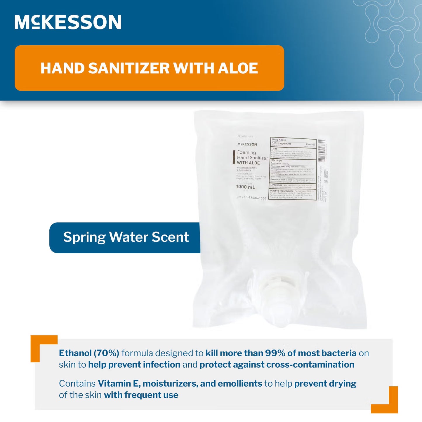 McKesson Foaming Hand Sanitizer with Aloe 1000 mL, Refill