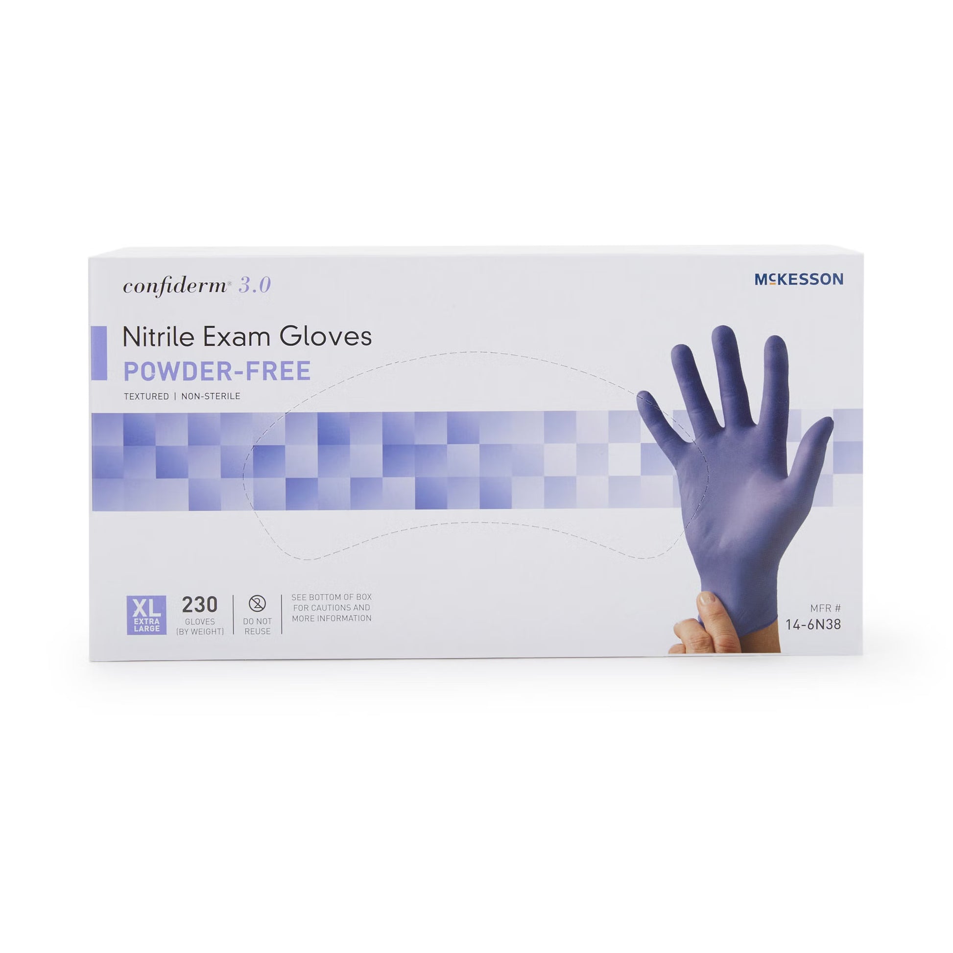 McKesson Confiderm® 3.0 Nitrile Exam Glove, Extra Large, Blue