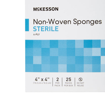 McKesson Sterile Nonwoven Sponge, 4 x 4 Inch, Four Ply