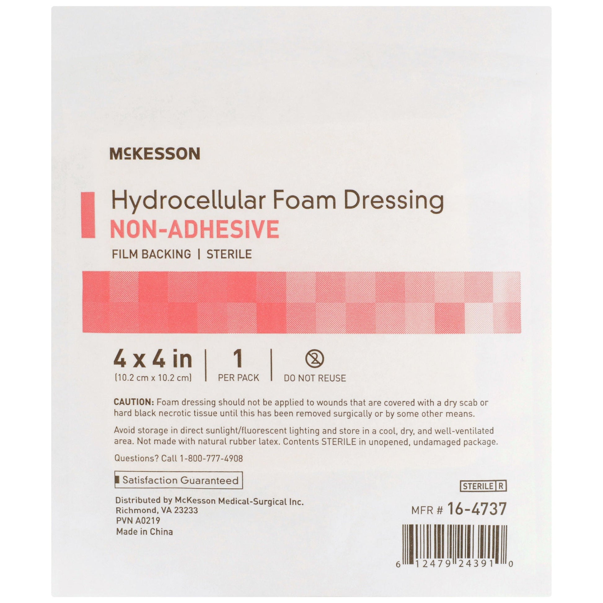 McKesson Nonadhesive without Border Foam Dressing, 4 x 4 Inch